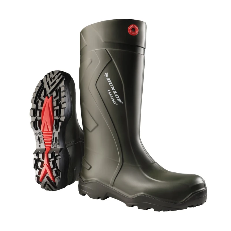 DUNLOP Purofort+ - Unisex Knee High Slip-Resistant Waterproof Work Boots, Dark Green, Antistatic and Chemical Resistant Thermal Wellies for Outdoor, Gardening and Farm Work - EU45, UK10.5