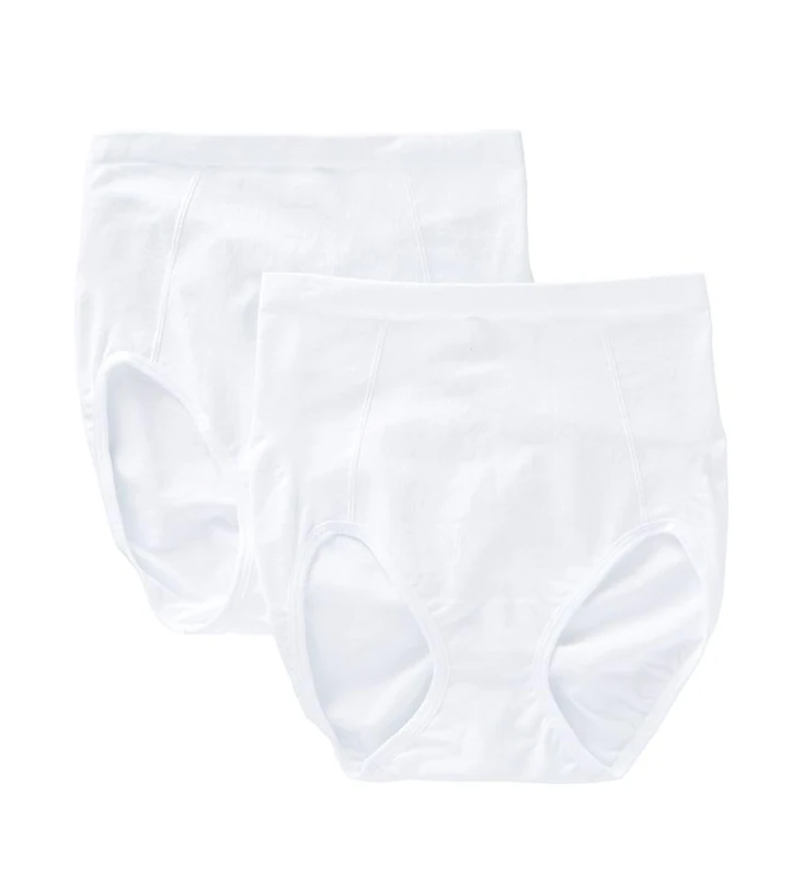 Bali Women's Shapewear Seamless Brief Ultra Control 2-Pack, 2 White, X-Large