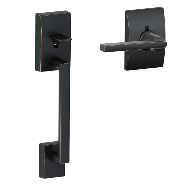 Schlage FE285 CEN 716 LAT Century Handleset Lower Half with Latitude Lever, Aged Bronze