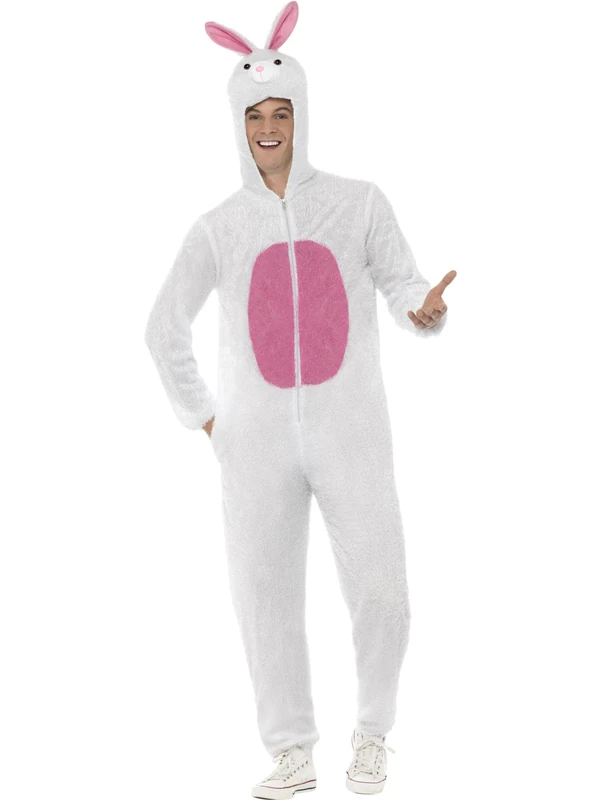 Smiffys White Bunny Costume - Jumpsuit with Hood Outfit