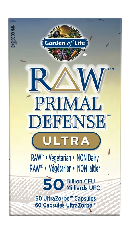 Garden of Life RAW Primal Defense Ultra Probiotics 60 Ultrazorbe Vegetarian Capsules