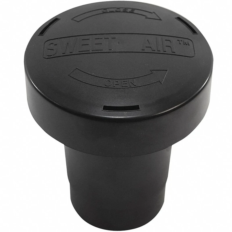 SWEET AIR Vent Stack Filter, ABS, Black, 3-4 Inch, 8-3/8 Inch Height, 6-3/4 Inch Length, 1 Count, Eliminates Septic Odors, Plastic, 1 Piece