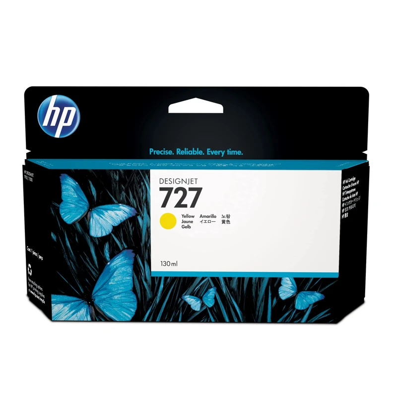HP 727 B3P21A Yellow 130 ml Genuine HP DesignJet Ink Cartridge with original HP Ink, for HP DesignJet T2500, T1500 & T900 Series Large Format Plotter Printers and HP 727 DesignJet Printhead