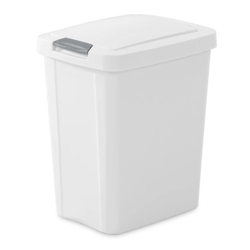 Sterilite 10438004 7.5 Gallon TouchTop Wastebasket, White w/Titanium Latch, 4-Pack