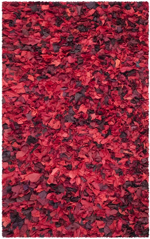 Safavieh Shaggy Indoor Hand Knotted Rectangle Area Rug, Rio Shag Collection, SG951, in Red / Multi, 152 X 244 cm for Living Room, Bedroom or Any Indoor Space