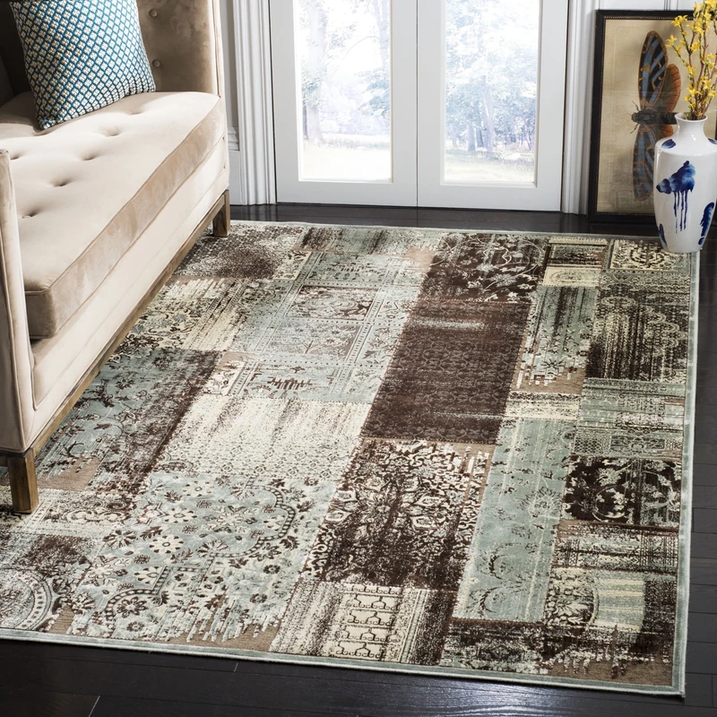 Safavieh Transitional Indoor Woven Rectangle Area Rug, Paradise Collection, PAR100, in Light Blue / Anthracite, 122 X 170 cm for Living Room, Bedroom or Any Indoor Space