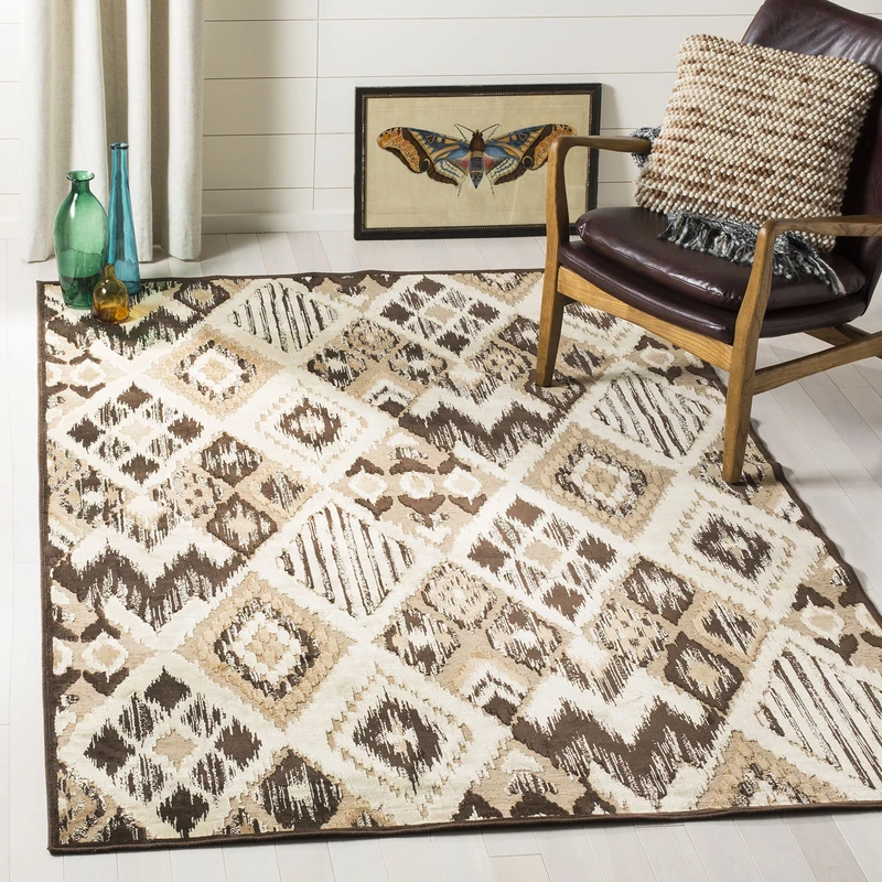 Safavieh Transitional Indoor Woven Rectangle Area Rug, Paradise Collection, PAR114, in Brown / Taupe, 160 X 229 cm for Living Room, Bedroom or Any Indoor Space