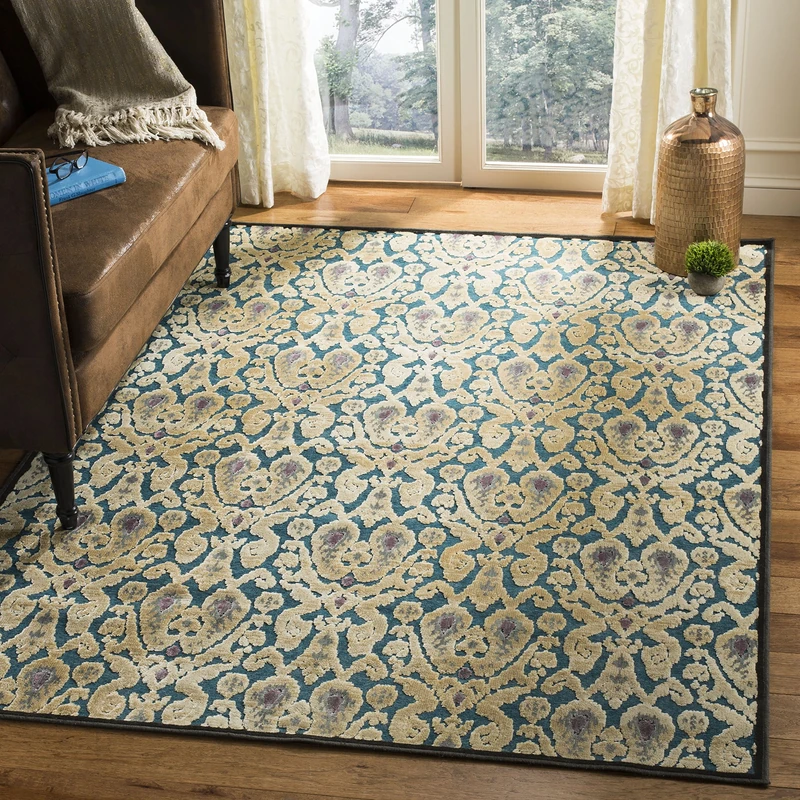 Safavieh Transitional Indoor Woven Rectangle Area Rug, Paradise Collection, PAR157, in Light Yellow / Anthracite, 160 X 229 cm for Living Room, Bedroom or Any Indoor Space