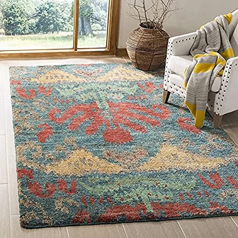Safavieh Bohemian Indoor Hand Knotted Rectangle Area Rug, Bohemiam Collection, TMF335, in Aqua Sky, 152 X 244 cm for Living Room, Bedroom or Any Indoor Space