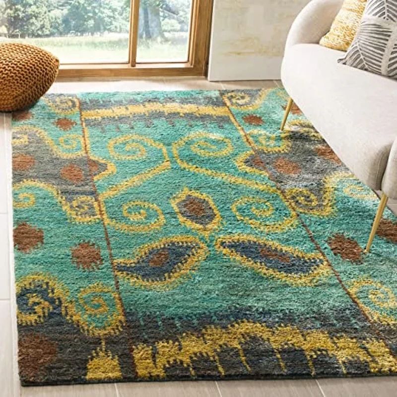 Safavieh Bohemian Indoor Hand Knotted Rectangle Area Rug, Bohemiam Collection, TMF339, in Indigo Spectrum, 152 X 244 cm for Living Room, Bedroom or Any Indoor Space