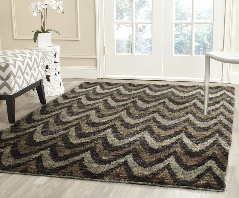 Safavieh Bohemian Indoor Hand Knotted Rectangle Area Rug, Bohemiam Collection, TMF343, in Blue Granite, 122 X 183 cm for Living Room, Bedroom or Any Indoor Space