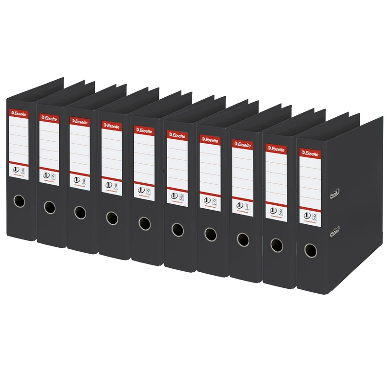 Esselte 811370 Number 1 Power 75 mm A4 Lever Arch File - Black, Pack of 10
