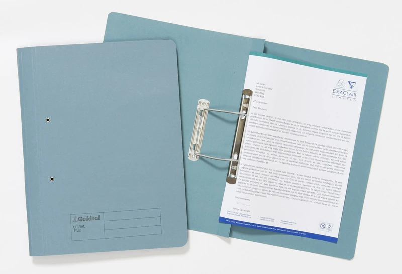 Guildhall Document Spiral Files - Blue, 355x250mm - Pack of 25