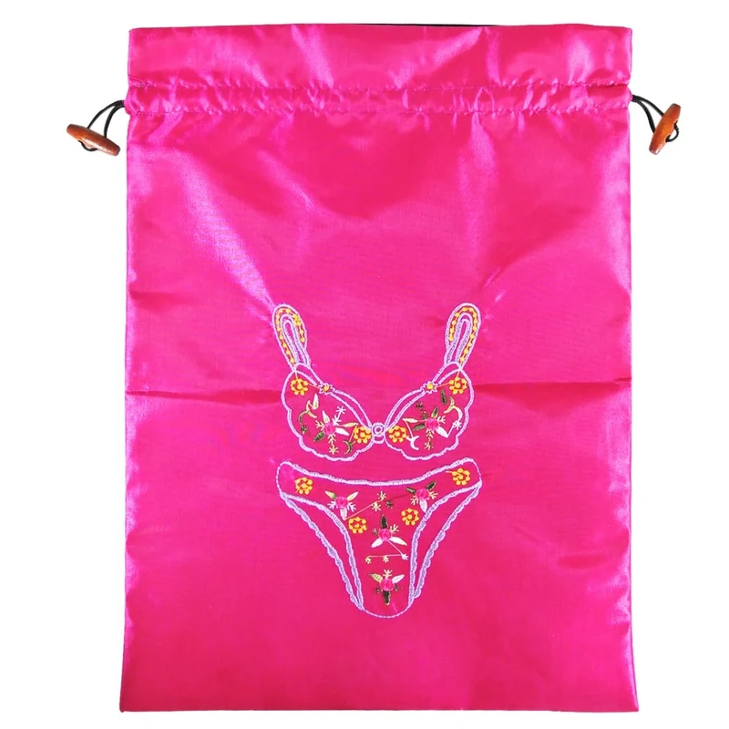 Wrapables Silk Embroidered Bra & Panties Lingerie Bag - Purple -