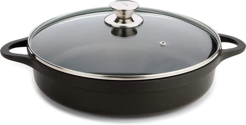 Valira 20 cm Black Short Induction Compatible Casserole Dish with Lid