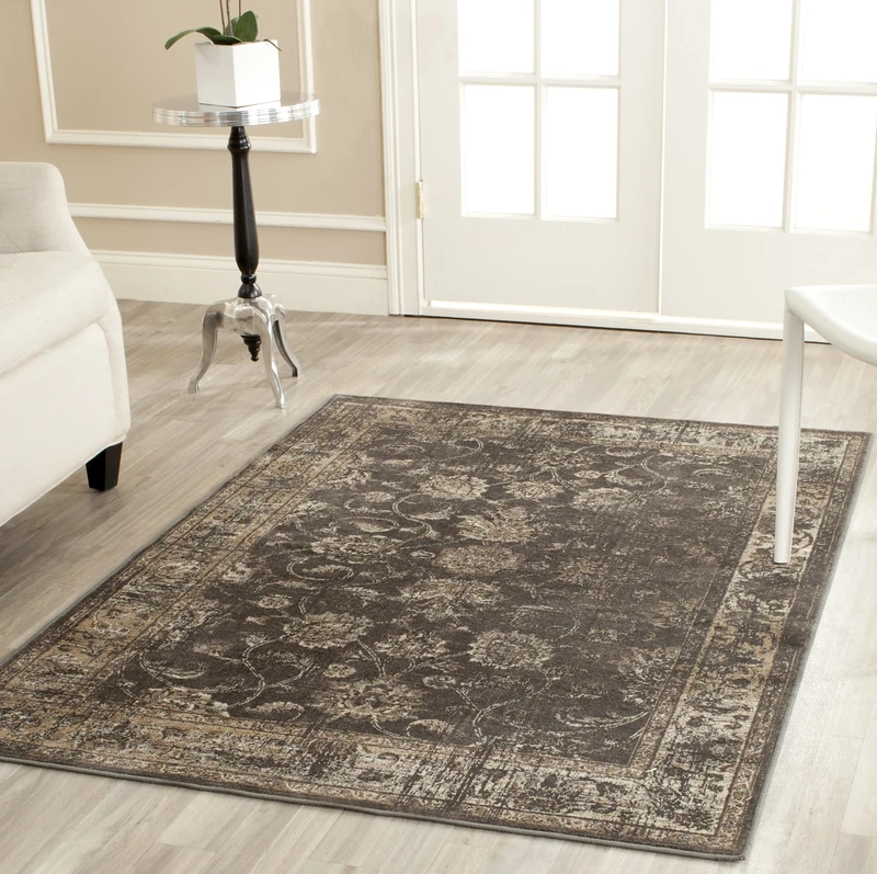 Safavieh Traditional Indoor Woven Rectangle Area Rug, Vintage Collection, VTG117, in Soft Anthracite, 122 X 170 cm for Living Room, Bedroom or Any Indoor Space