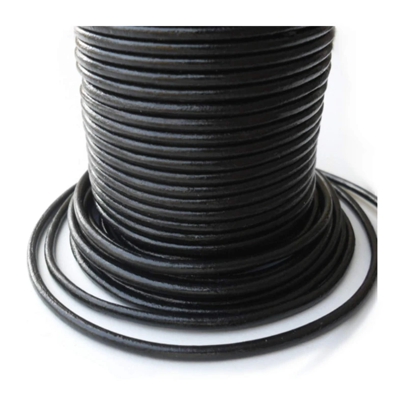 Auroris - 100m roll leather cord round - Ø 2 mm - black