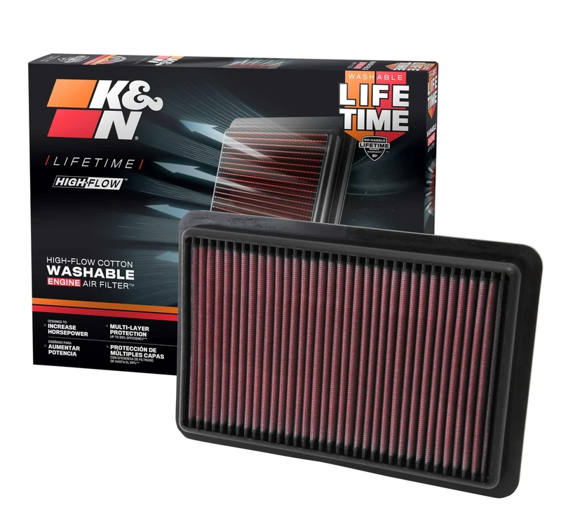 K&N Engine Air Filter: High Performance, Premium, Washable, Replacement Car Air Filter: Compatible with 2010-2019 Mazda L4 2.0/2.3/2.5L (CX-5, 3, 6, Atenza, Biante, Premacy, Axela), 33-2480
