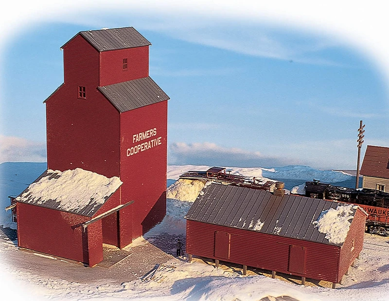 Cornerstone Walthers Rural Grain Elevator Kit for Model Trains