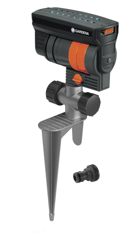 GARDENA (18709-81) Up to 2300 sq ft - ZoomMaxx Adjustable Oscillating Sprinkler on Metal Step Spike for Watering Large Area Lawn, Yard and Garden. Quick Connect Included for Ease of Connection.
