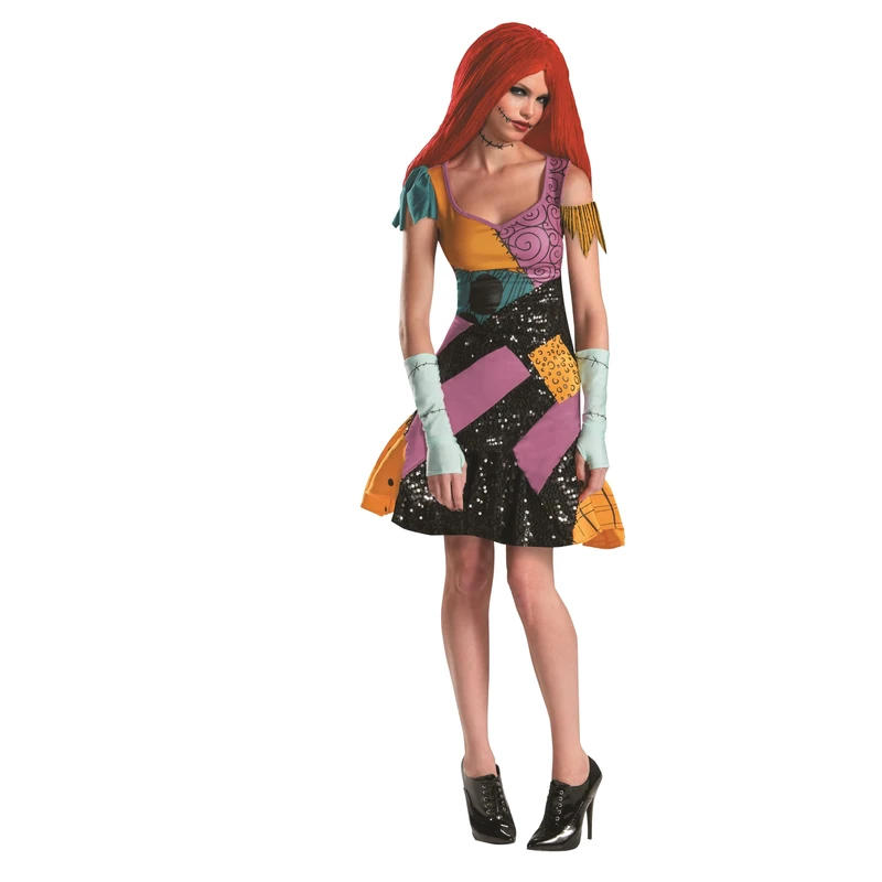 Disney 59328B Tim Burtons the Nightmare Before Christmas Sally Glam Adult Costume Sized, Yellow/Black/Purple, XL (18-20)