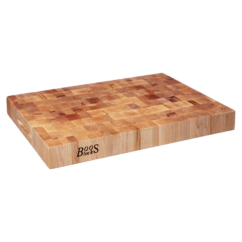 John Boos CCB Series Rectangular Wooden Maple Cutting Board 20”x15” – 2.25” Thick, 21-lb Reversible Butcher Block with End-Grain & Finger Grips – Made in the USA