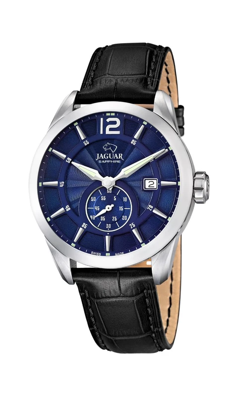 JAGUAR Watches J663/2 Men's Leather Watch, Blue/Black, Strap, Black Blue, Classic