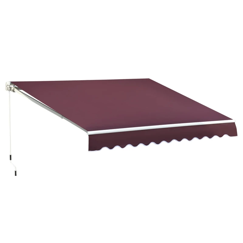 Outsunny 3m x 2.5m Garden Patio Manual Awning Canopy Sun Shade Shelter with Winding Handle Retractable Red