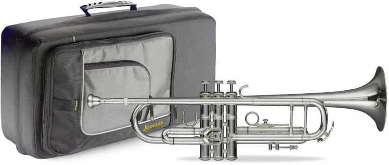 Levante LV-TR6301 Bb Professional Trumpet with Soft Case - Silver plated body