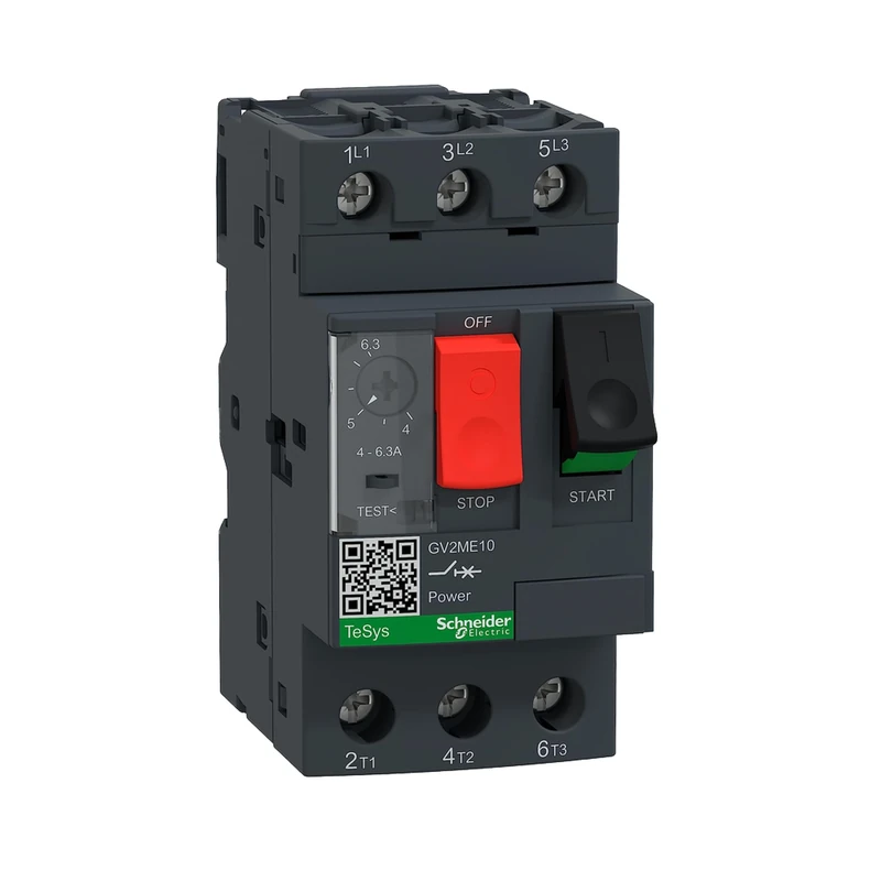 Schneider Electric, Motor circuit breaker, TeSys GV2, 3P, 4-6.3 A, thermal magnetic, screw clamp terminals, GV2ME10