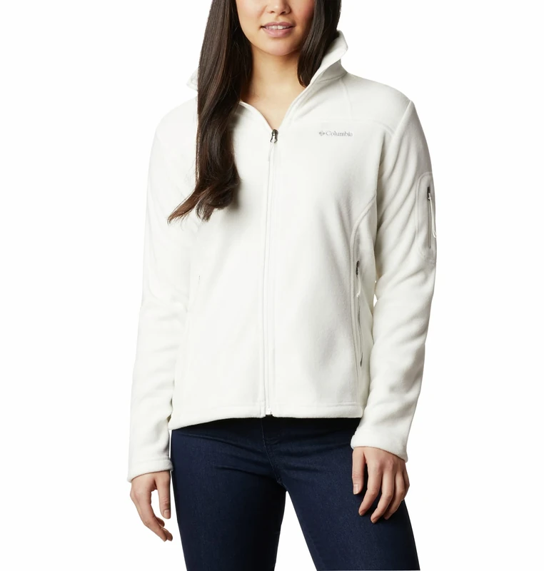 Columbia Women's Fast Trek Jacket, Full Zip Fleece Jacket, Sea Salt, Size XL