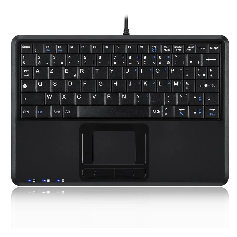 Perixx PERIBOARD-509PLUS Clavier Avec USB 2.0 Trackball - 230x160x23 mm - Trackball 14mm - 2 Hubs - Touches Notebook - AZERTY