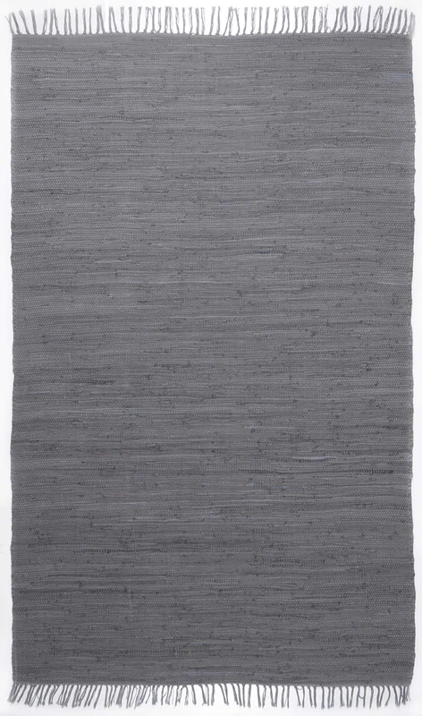 Theko Dhurry Fleckerl Flat Weave Rug Made of 100% Cotton; Handwoven, Washable, Reversible | 120 x 180 cm; Anthracite | Happy Cotton