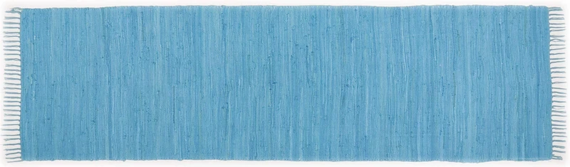 Theko Carpet, 100% Cotton, Turquoise, 70 x 250 cm