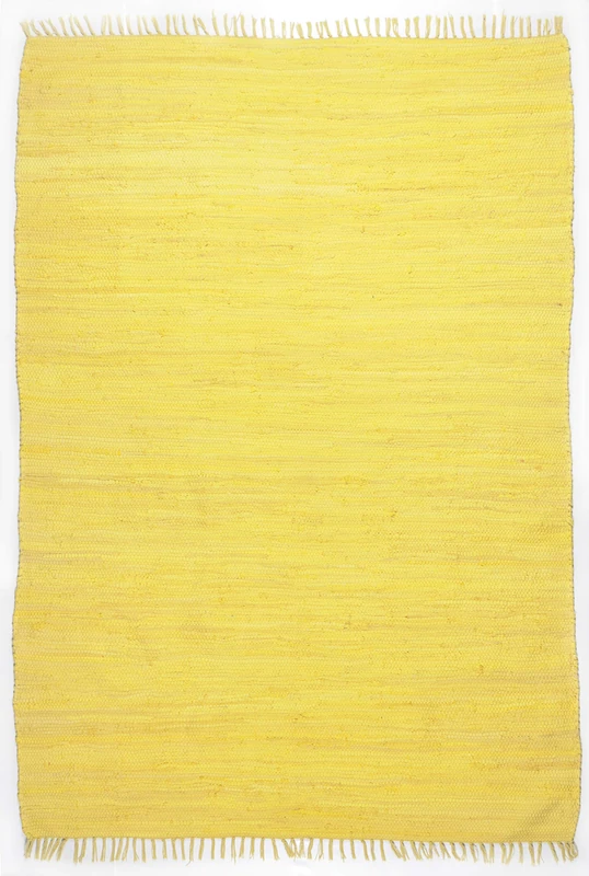 Theko Dhurry Rug 100% Cotton Flat Weave Rug Happy Cotton Handwoven Colour: Yellow 90 x 160 cm