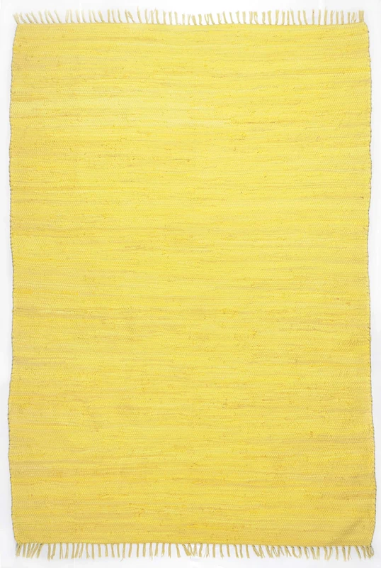 Theko Dhurry Rug 100% Cotton Flat Weave Rug Happy Cotton Handwoven Colour: Yellow 120 x 180 cm