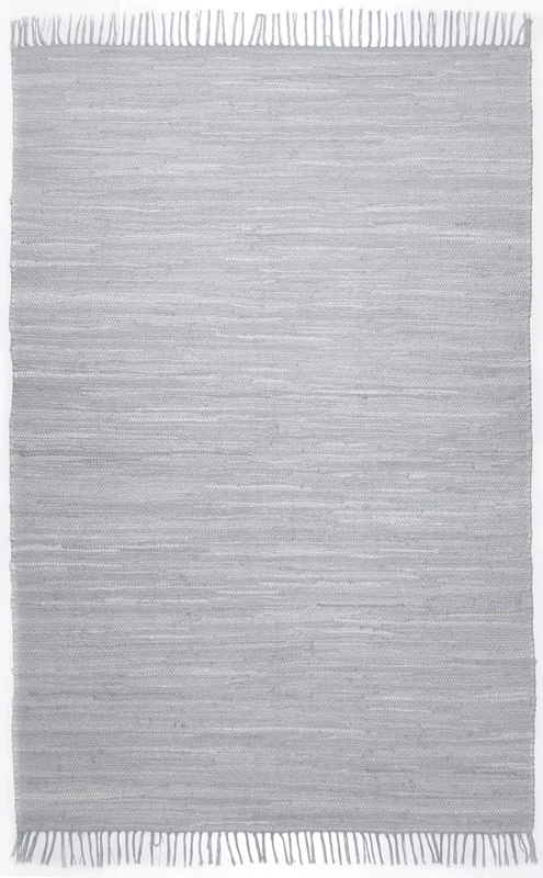 Theko Dhurry Rug 100% Cotton Flat Weave Rug Happy Cotton Handwoven Colour: Grey 120 x 180 cm
