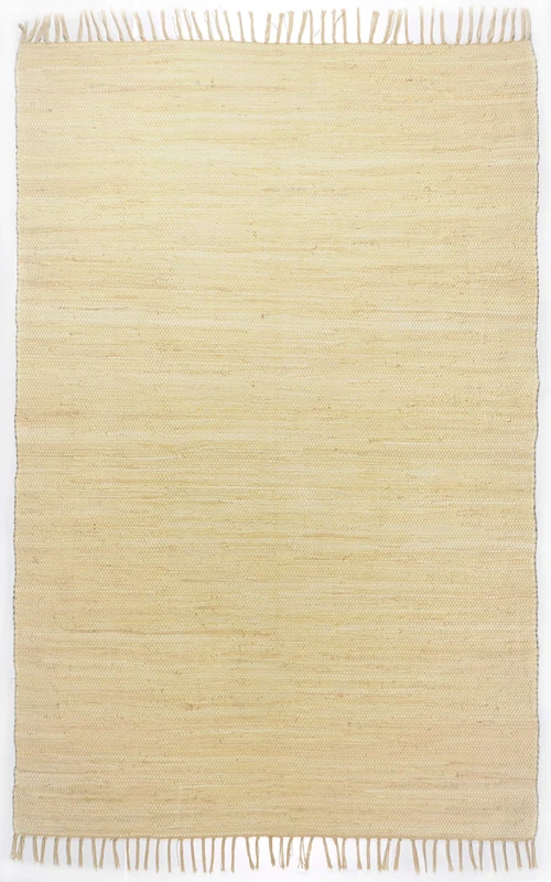 Theko Dhurry Fleckerl Flat Weave Rug Made of 100% Cotton; Handwoven, Washable, Reversible | 90 x 160 cm; Natural | Happy Cotton