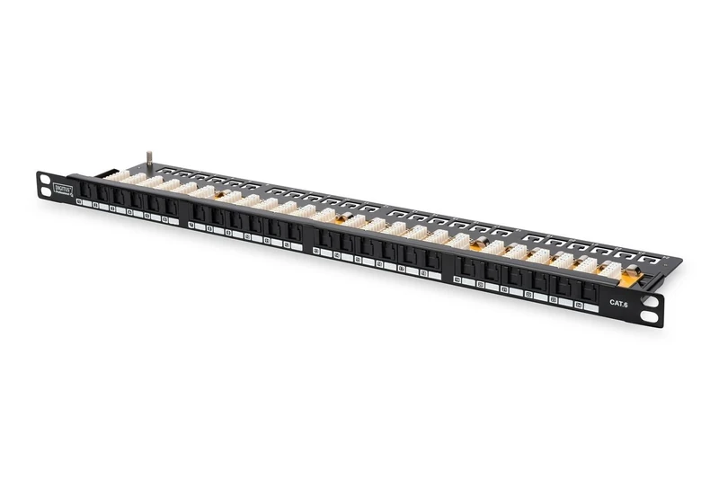 Digitus patch panel - 19-inch - Cat-6-24-port RJ45 - Unshielded - LSA patch field - Rack mount 0.5U - Black