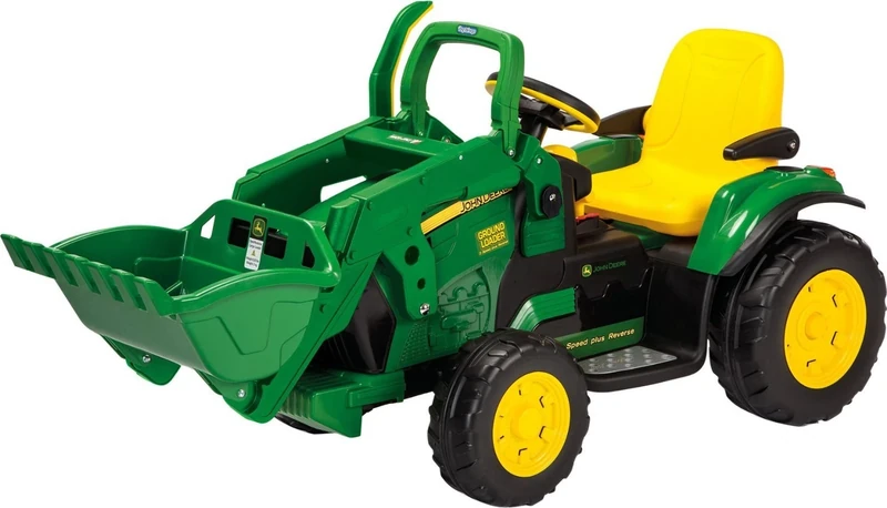 Peg Perego Children's 12V John Deere Ground Loader Electric Tractor, Green & Yellow