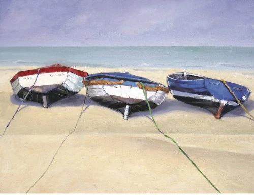 Jane Hewlett "Beach Boats, St Ives Canvas Print, Multi-Colour, 60 x 80 cm - Image 1