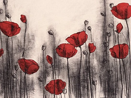 Hans Andkjaer "Red Poppies Canvas Print, Multi-Colour, 60 x 80 cm