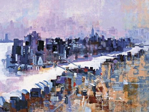 Colin Ruffell "New York and Manhattan Island Canvas Print, Multi-Colour, 60 x 80 cm
