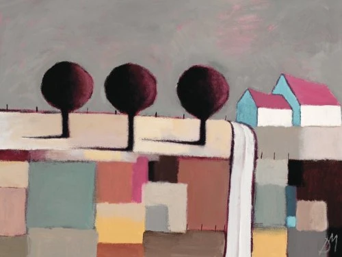 Derek Melville "Field End Lane Canvas Print, Multi-Colour, 60 x 80 cm