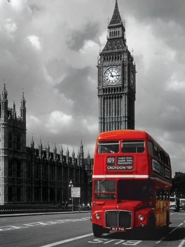 London Red Bus Canvas Print, Multi-Colour, 60 x 80 cm