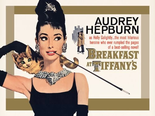 Audrey Hepburn Breakfast at Tiffany's Gold Canvas Print 60x80cm