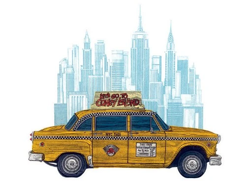 Barry Goodman (Taxi New York Canvas, Multi-Colour, 60 x 80 cm