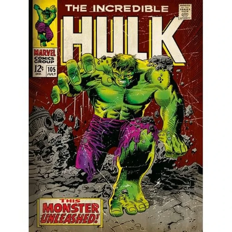 Marvel WDC90354 "Incredible Hulk" Canvas Print, Cotton, Multi-Colour, 3.20 x 60.00 x 80.00 cm