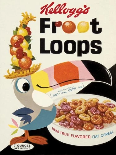 Vintage Kelloggs "Fruit Loops Canvas Print, Multi-Colour, 60 x 80 cm