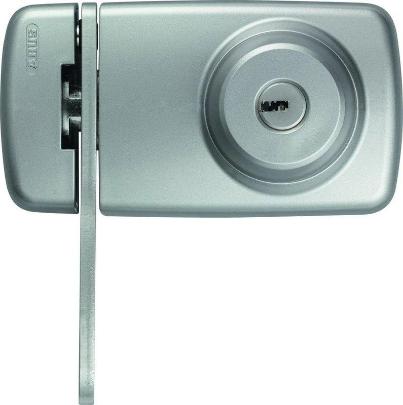 Abus 533020 7035 S Additional Door Lock with Cylinder and Stirrup on Both Sides Silver